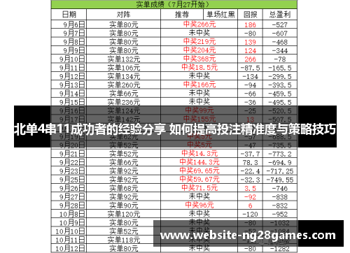 北单4串11成功者的经验分享 如何提高投注精准度与策略技巧
