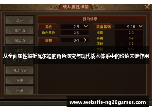 从全面属性解析瓦尔迪的角色演变与现代战术体系中的价值关键作用 从全面属性解析瓦尔迪的角色演变与现代战术体系中的价值关键作用