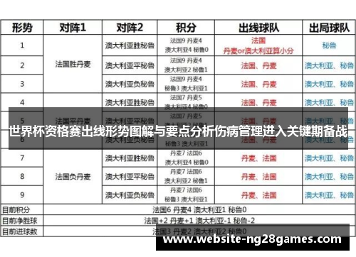 世界杯资格赛出线形势图解与要点分析伤病管理进入关键期备战